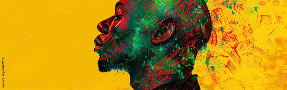 Fototapeta premium Abstract Portrait of a Young African American Man