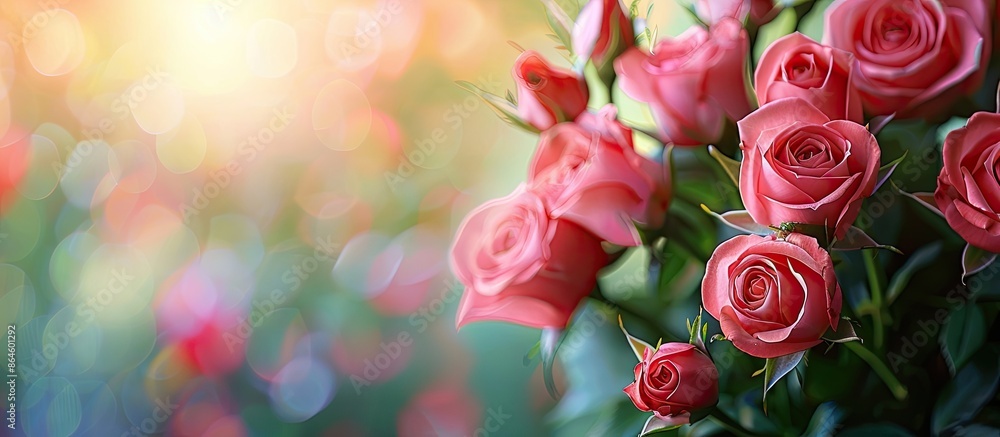 Detailed view of a bunch of vibrant pink roses with a blurred background, ideal for a copy space image. Detailed view of a bunch of vibrant pink roses with a blurred background, ideal for a copy space image.