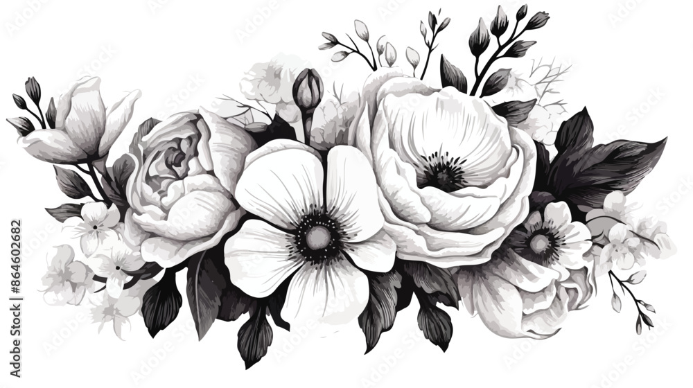 custom made wallpaper toronto digitalA watercolor painting of a bouquet of flowers.