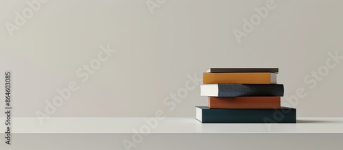 Business and education concept of developing new skills symbolized on stylish books atop a white table with a blank background for a copy space image.