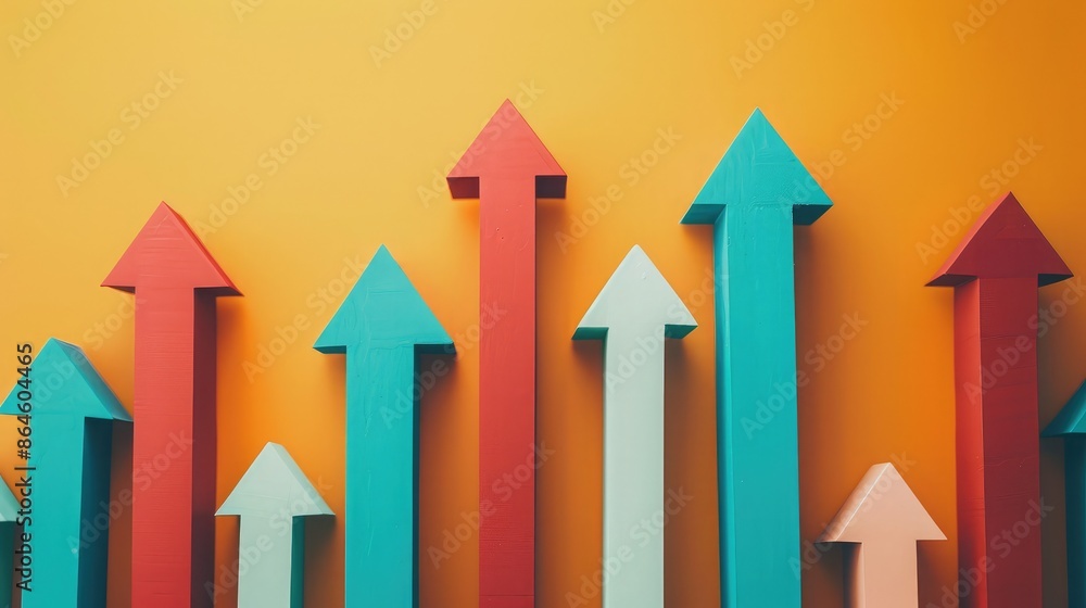 A series of arrows pointing upward representing growth and progress A series of arrows pointing upward representing growth and progress