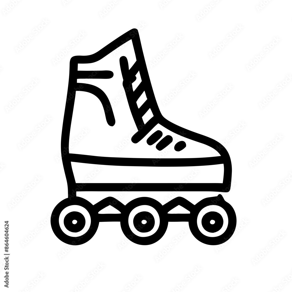 Black Line Drawing of Roller Skate Black Line Drawing of Roller Skate