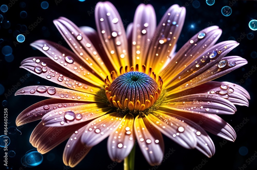 Obraz premium a close-up of a flower with a vibrant yellow and purple color 