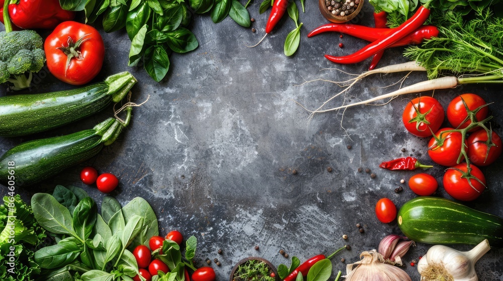Plenty of free space surrounded by vegetables Plenty of free space surrounded by vegetables