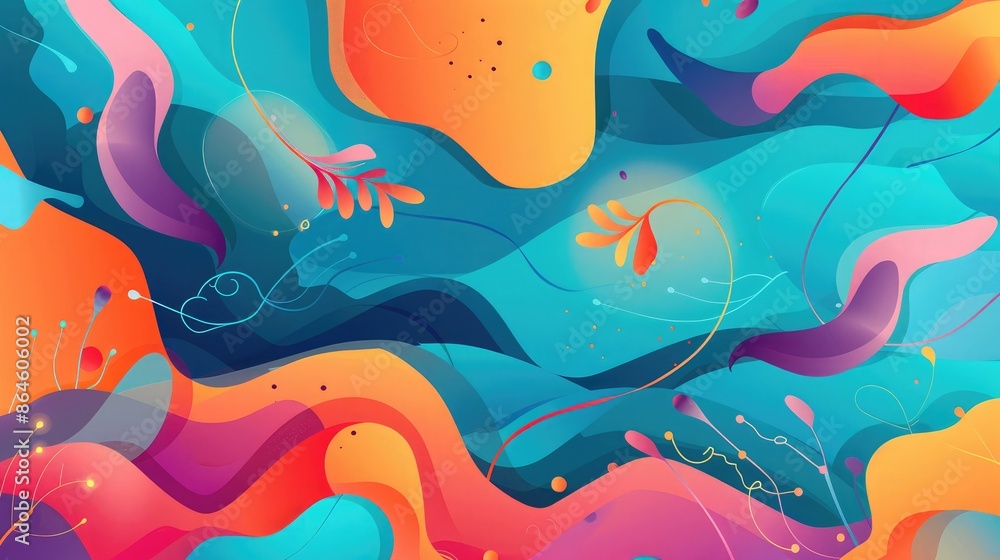 Abstract background with a mix of organic and geometric forms in vibrant colors Abstract background with a mix of organic and geometric forms in vibrant colors