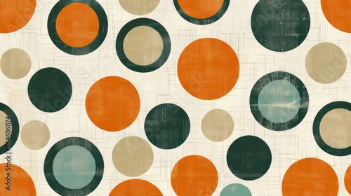 Colorful retro circles with an abstract geometric background pattern. photo