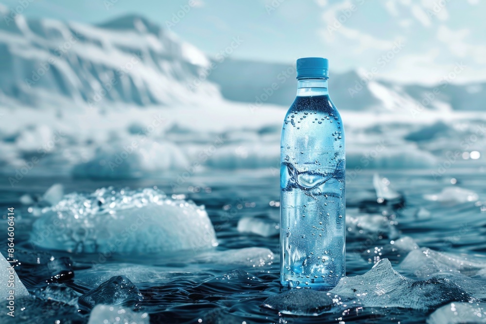 Water Bottle on Water's Surface Water Bottle on Water's Surface