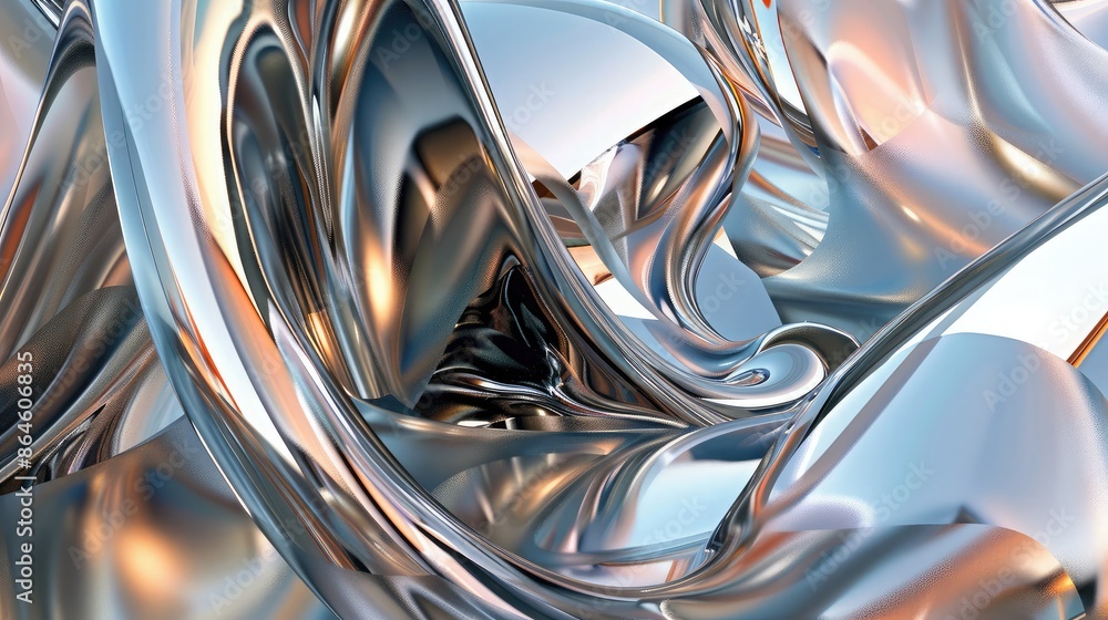 Abstract forms and shapes with a metallic sheen and reflective surfaces Abstract forms and shapes with a metallic sheen and reflective surfaces