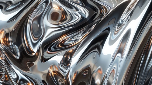 Wallpaper Mural Abstract forms and shapes with a metallic sheen and reflective surfaces Torontodigital.ca