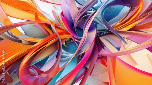 Bold and dynamic abstract shapes with a 3D effect and vivid colors