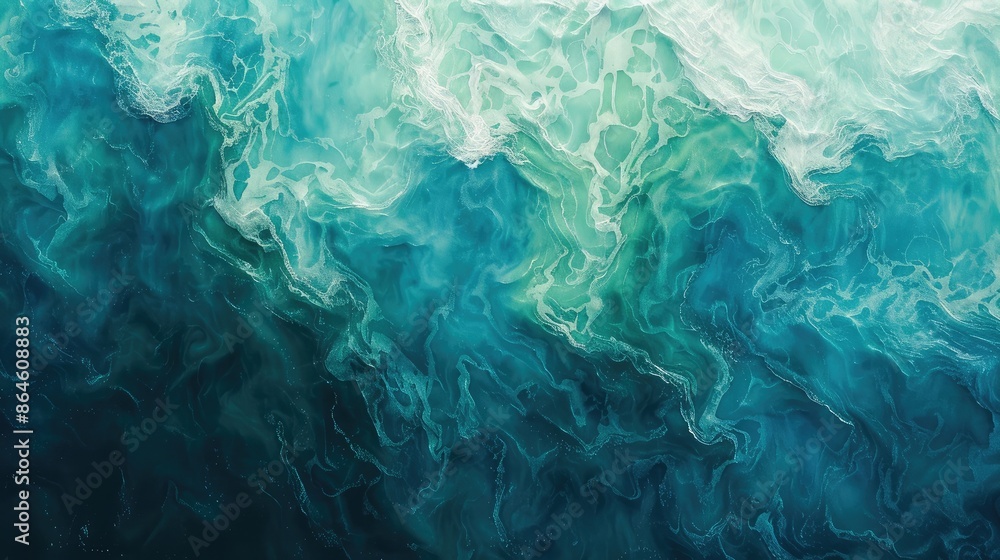 Gradients of blues and greens forming an abstract background reminiscent of the ocean Gradients of blues and greens forming an abstract background reminiscent of the ocean