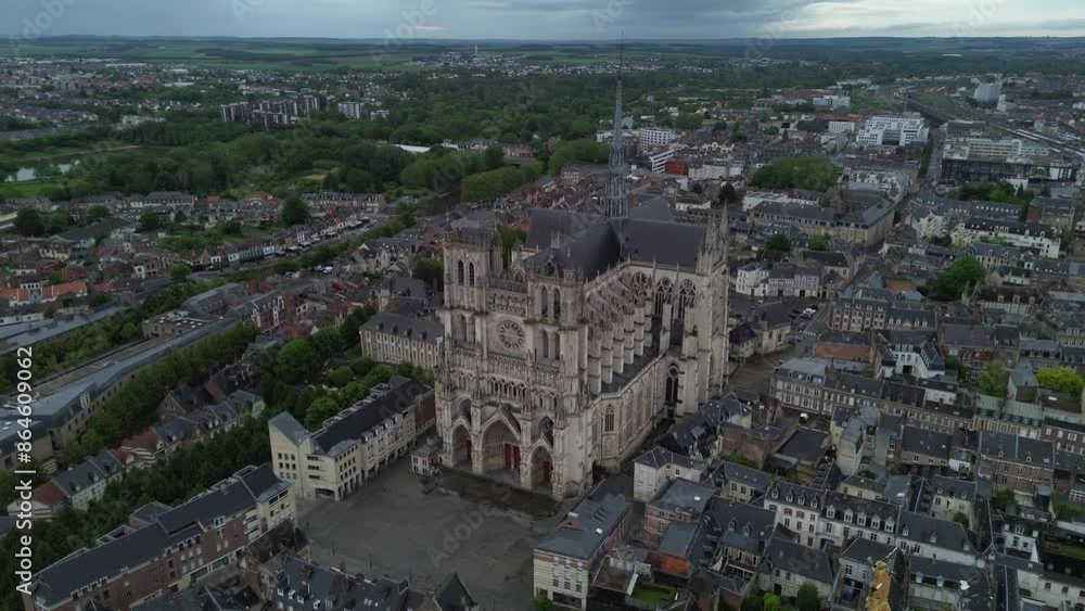 drone video Amiens cathedral france europe drone video Amiens cathedral france europe