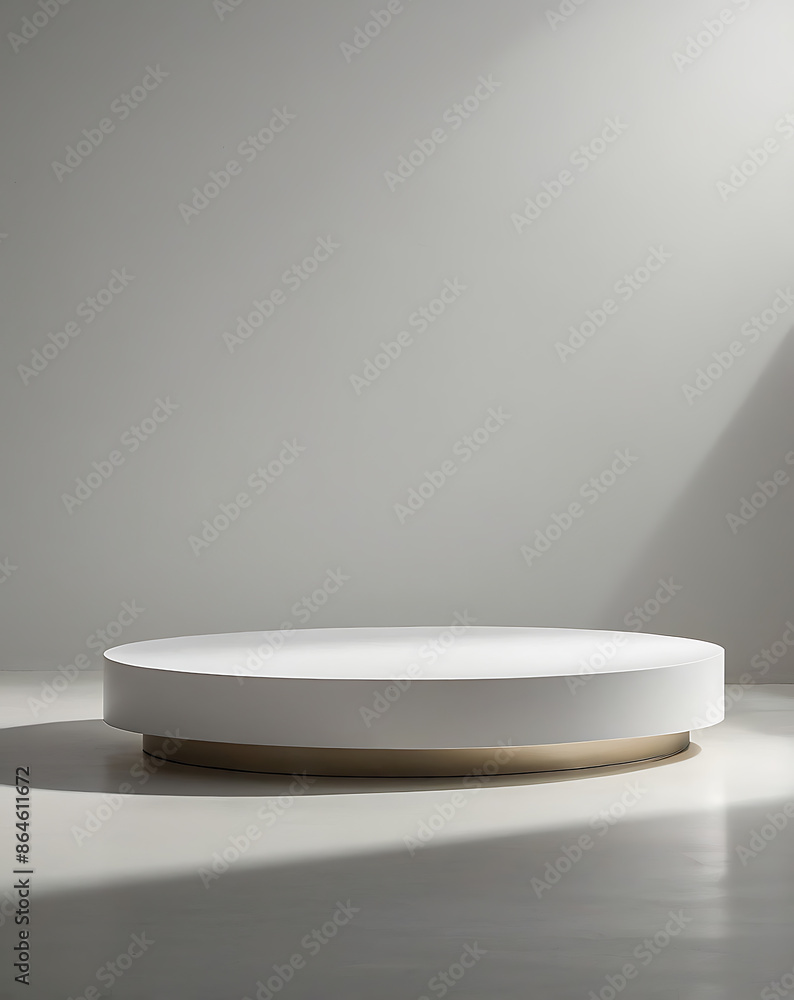 Minimalist White Platform with Golden Accents Minimalist White Platform with Golden Accents