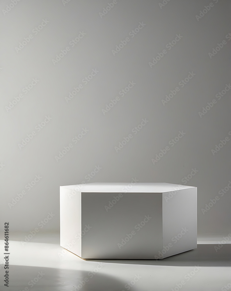 Fototapeta premium White Hexagon Podium on a White Background