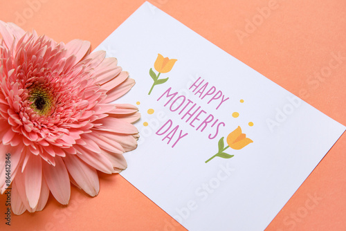 Festive postcard with flowe...