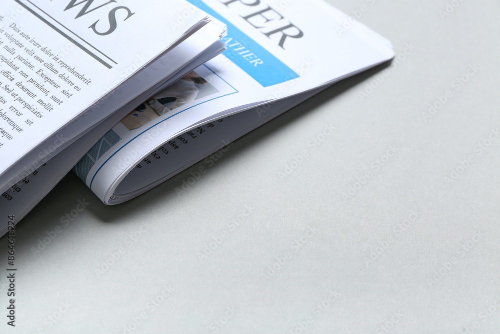 Different newspapers on grey background Different newspapers on grey background