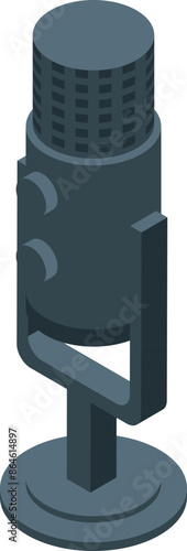 Professional condenser microphone is broadcasting audio content