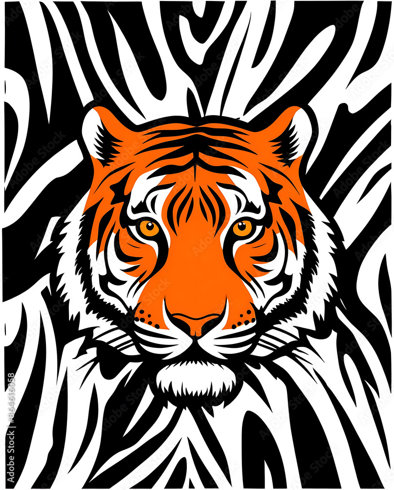 Obraz premium Tiger's Gaze Through Striped Pattern