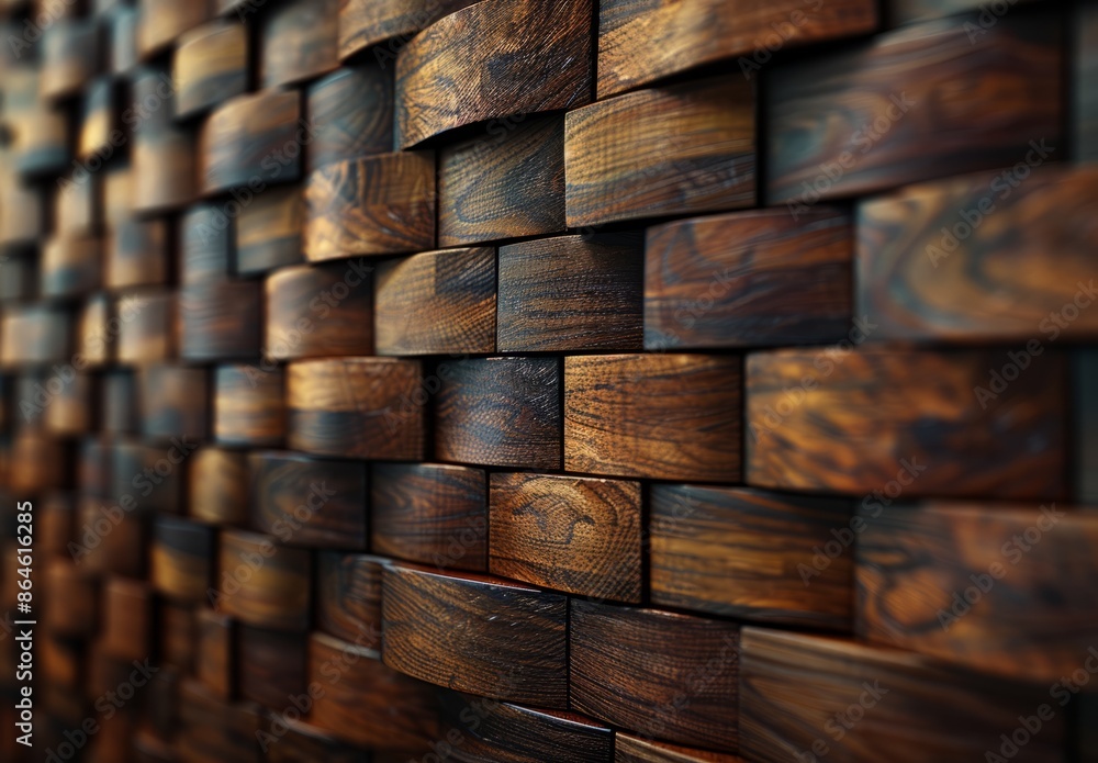 Naklejka premium Wooden Wall Paneling With Interlocking Pattern