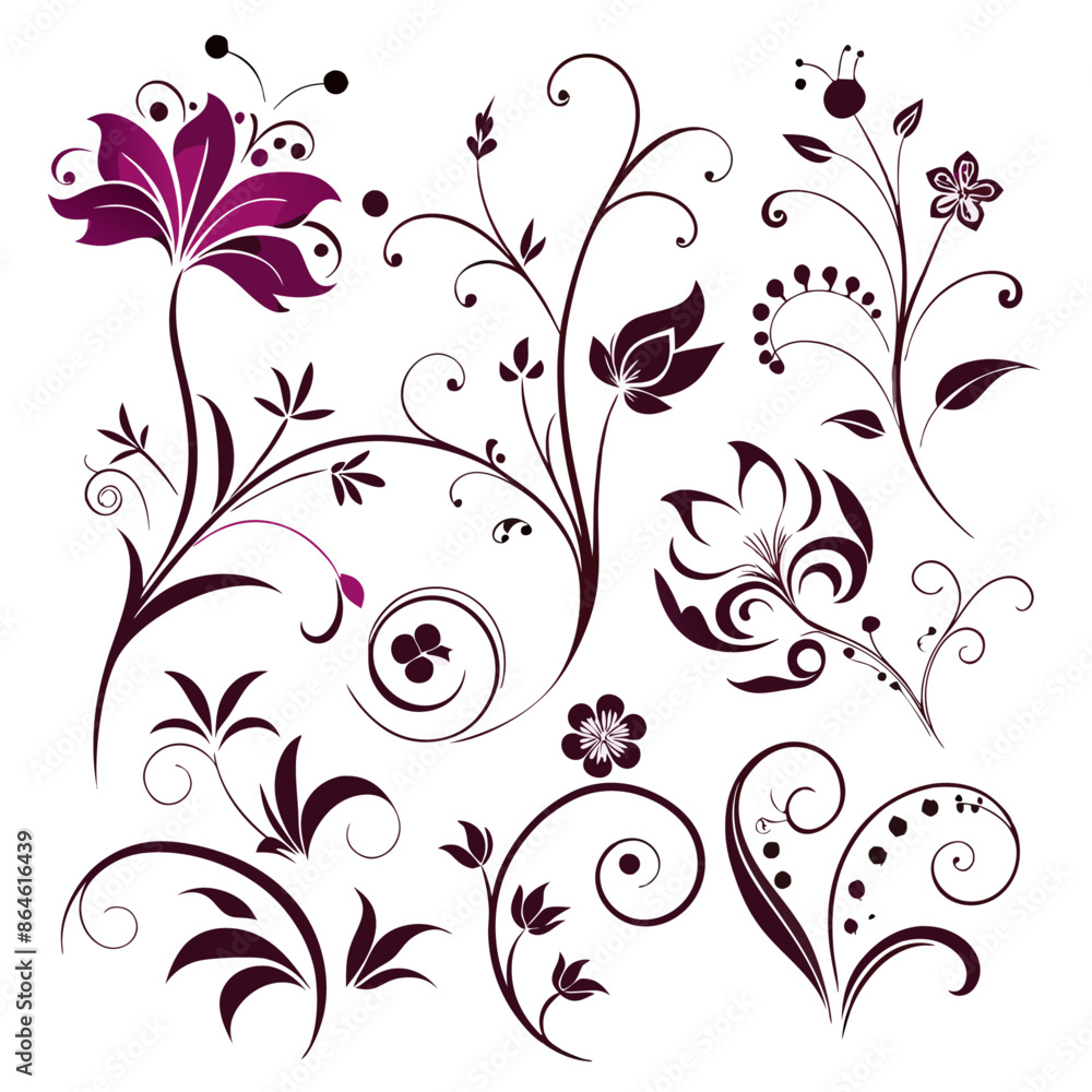 Vector various different floral designs (24) Vector various different floral designs (24)