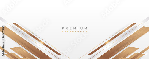 Luxury White and Gold Background with Golden Lines and Paper Cut Style. Premium Gray and Gold Background for Award, Nomination, Ceremony, Formal Invitation or Certificate Design
