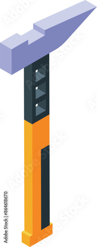 Geologist hammer standing on white background, isometric view