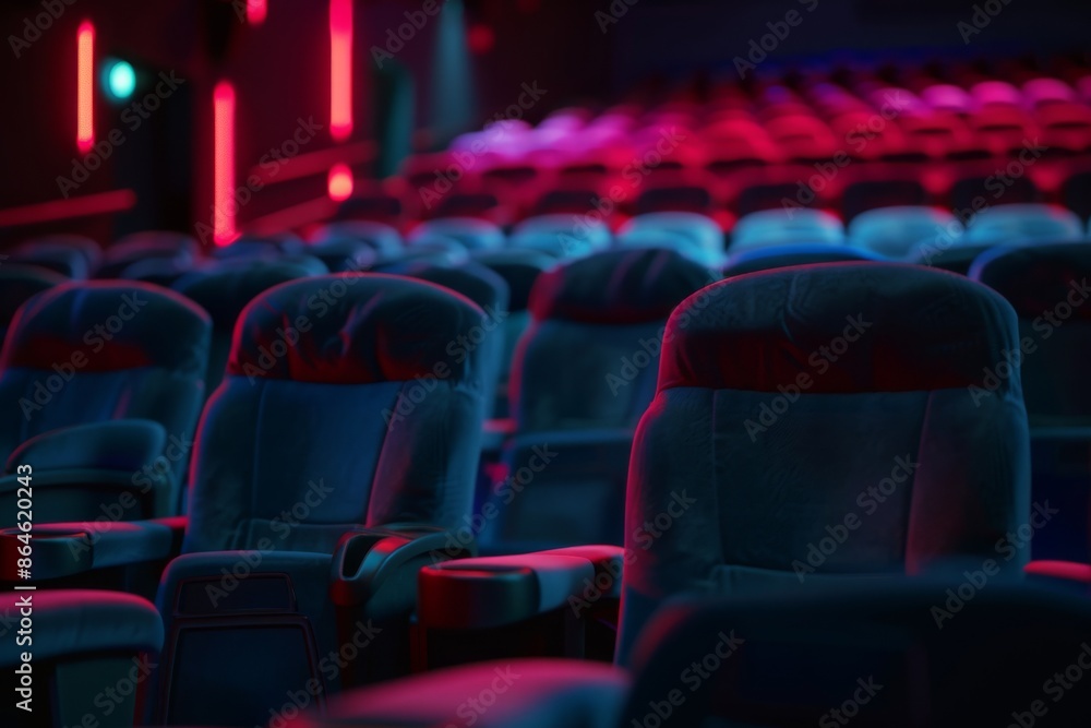 Rows of empty seats in a cinema or theatre Generative ai Rows of empty seats in a cinema or theatre Generative ai