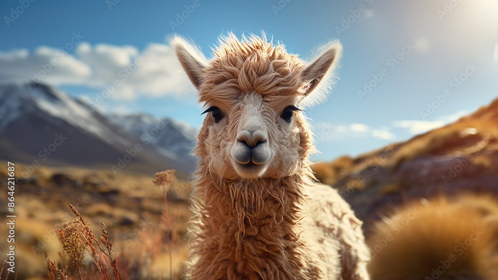 Fototapeta premium Llama - Alpaca, Animal, Mammal, Wildlife, Cute, Nature Peru