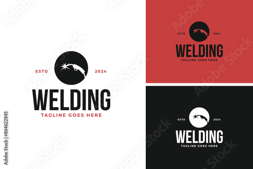 Welding workshop logo design vector illustration template idea