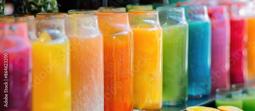 Wallpaper Mural Vibrant Selection of Fresh Juices in a Rainbow of Tropical Flavors. Torontodigital.ca
