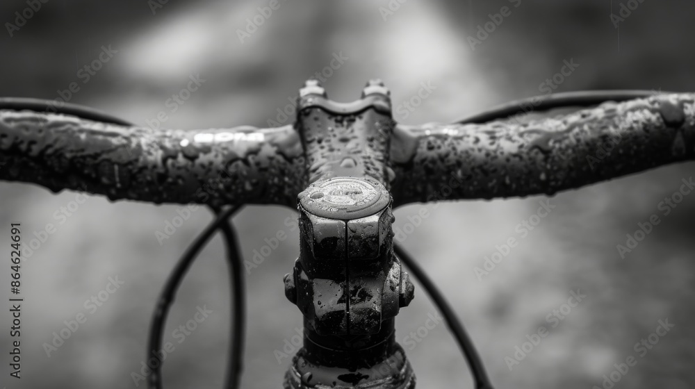 The handlebar grips faded and worn from sweaty palms gripping them tightly. Black and white art The handlebar grips faded and worn from sweaty palms gripping them tightly. Black and white art