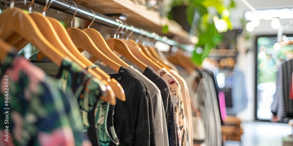 Stylish Boutique Interior with Fashionable Clothes Stylish Boutique Interior with Fashionable Clothes