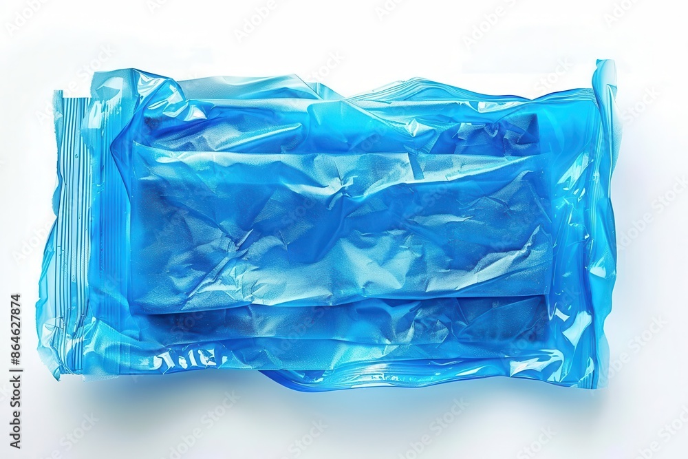 Fototapeta premium clean and fresh blue wet wipes flow pack isolated on white background hygiene product cut out