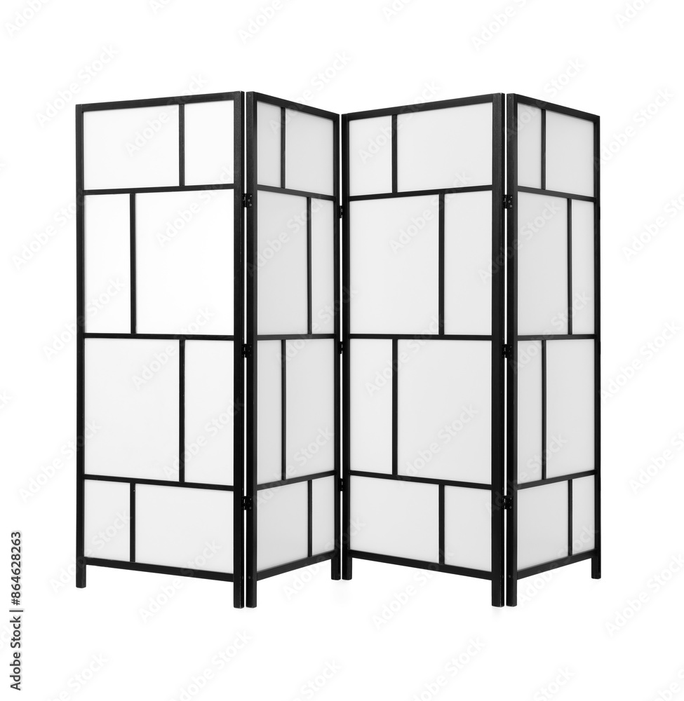 Folding screen isolated on white. Stylish furniture Folding screen isolated on white. Stylish furniture