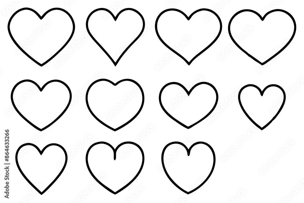 Heart Icons in Black and White Heart Icons in Black and White
