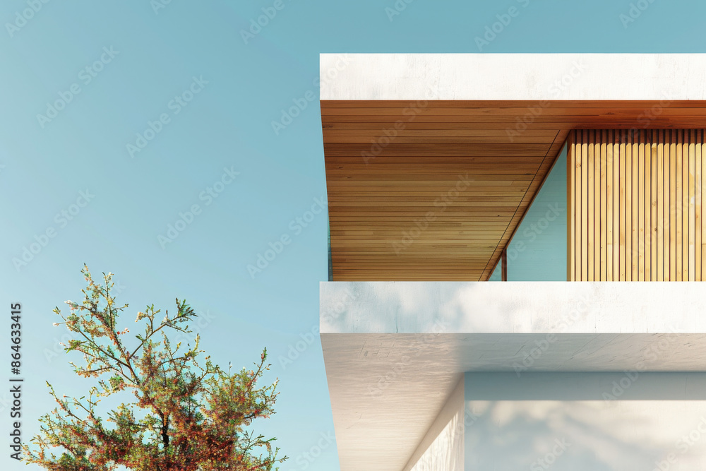 White Building on a blue sky backdrop.Modern concrete architecture.
White Building on a blue sky backdrop.Modern concrete architecture.