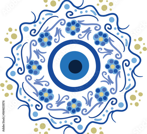 evil eye vector - symbol of protection - blue turkish