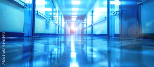 Wallpaper Mural Concept of a hospital corridor with a background of blue color in a blurred effect. Torontodigital.ca