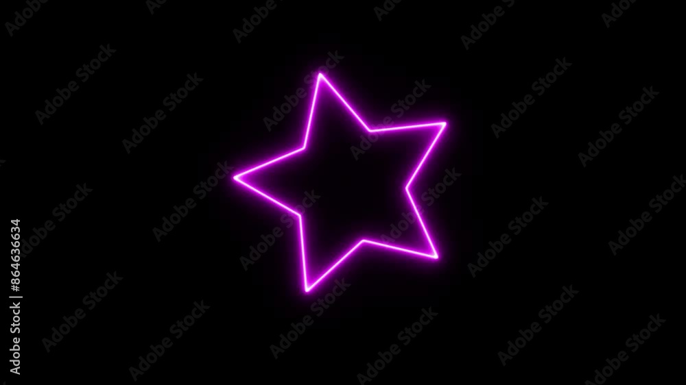 Neon light star frame animation isolated on black background. Neon light star frame animation isolated on black background.