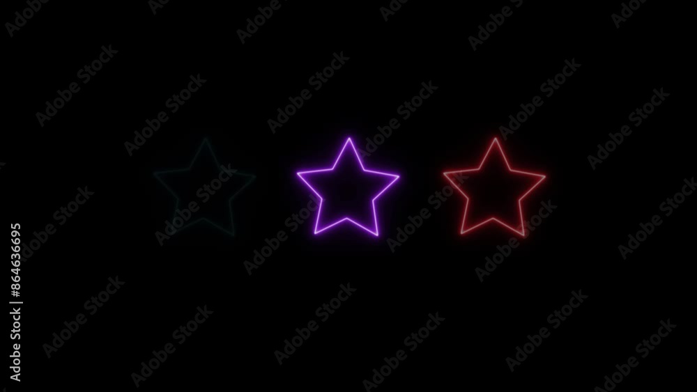 Neon light star frame animation isolated on black background. Neon light star frame animation isolated on black background.