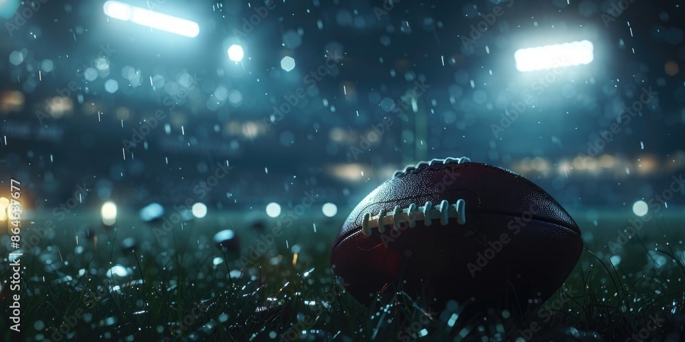 Naklejka premium A detailed view of a football on a grassy field