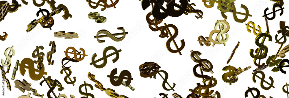 Dollar Signs Raining over Transparent Background Dollar Signs Raining over Transparent Background
