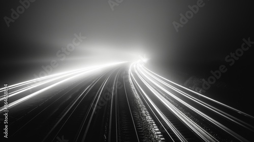 The contrast of bold harsh lines and soft dreamy light trails creates a mesmerizing visual experience. Black and white art