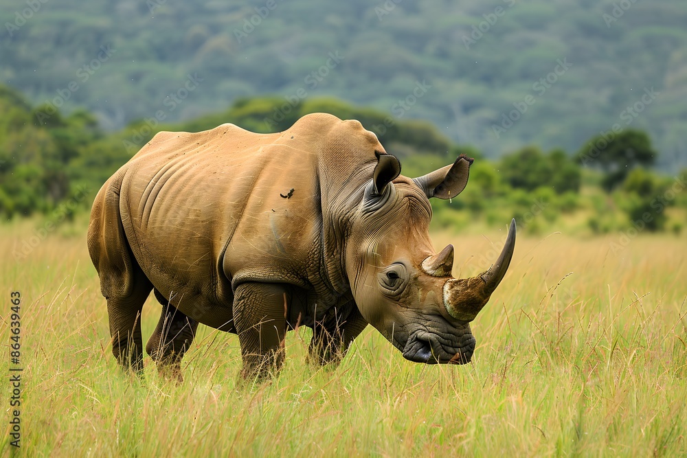 Obraz premium Rhinoceros in the grasslands of the game reserve in Southern Africa