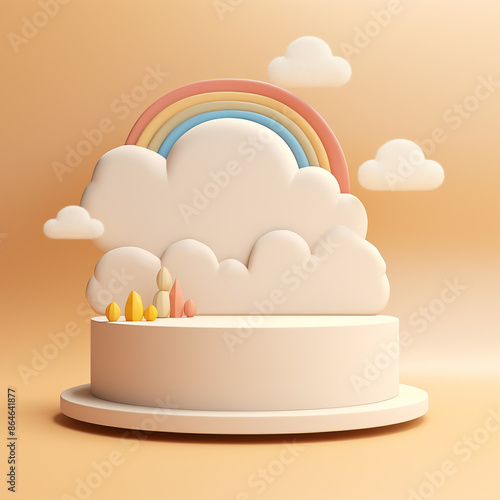 The Whimsical Kids' Podium Display: Fun and Playful Design for Children's Presentations. Ideal for product displays, event promotions, children's parties, social media posts, and digital content.