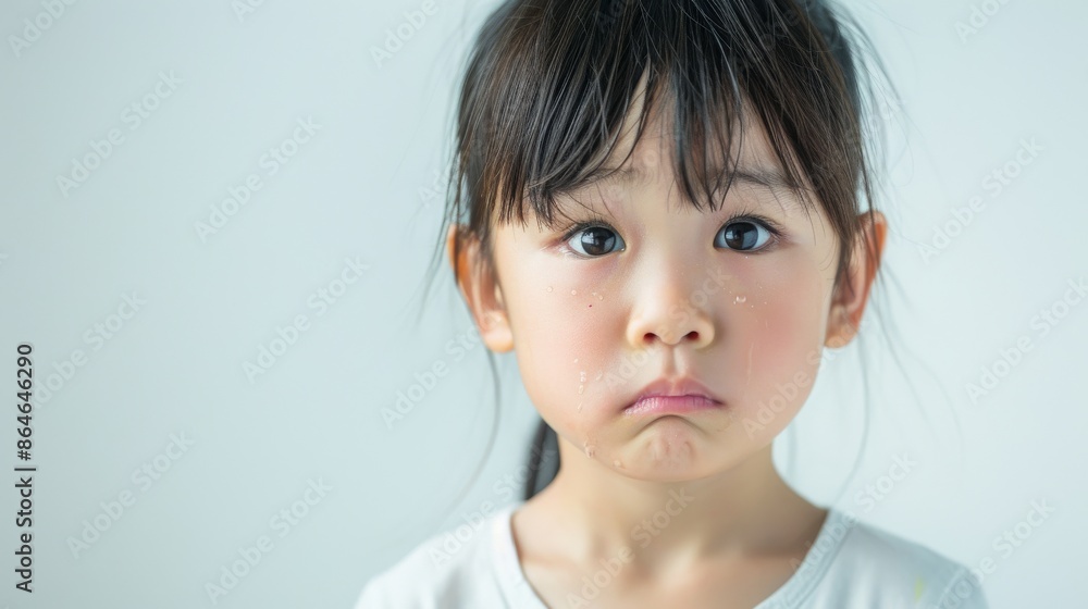 A young girl with a serious expression on her face A young girl with a serious expression on her face