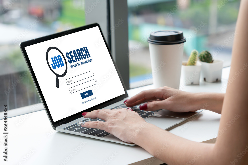 Φωτογραφία Online job search on modish website for worker to search for job opportunities o