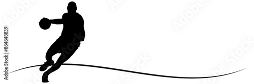 line art Basketball Player Black Silhouette On White Background