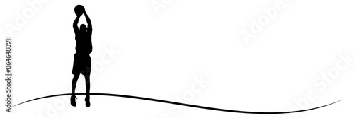 line art Basketball Player Black Silhouette On White Background