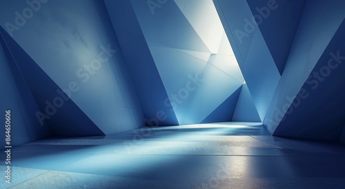 Light Through Blue Geometric Architectural Interior